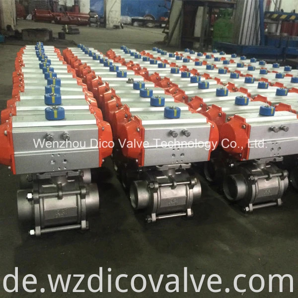 Wenzhou China Edelstahl Pneumatic/Electric Actuator Control Industrial 3PC Kugelventil